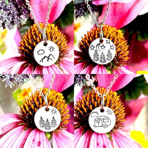 Disc Necklace -  Hand Stamped Necklace - Handmade Necklace - Dainty Necklace - Picture 2 of 3